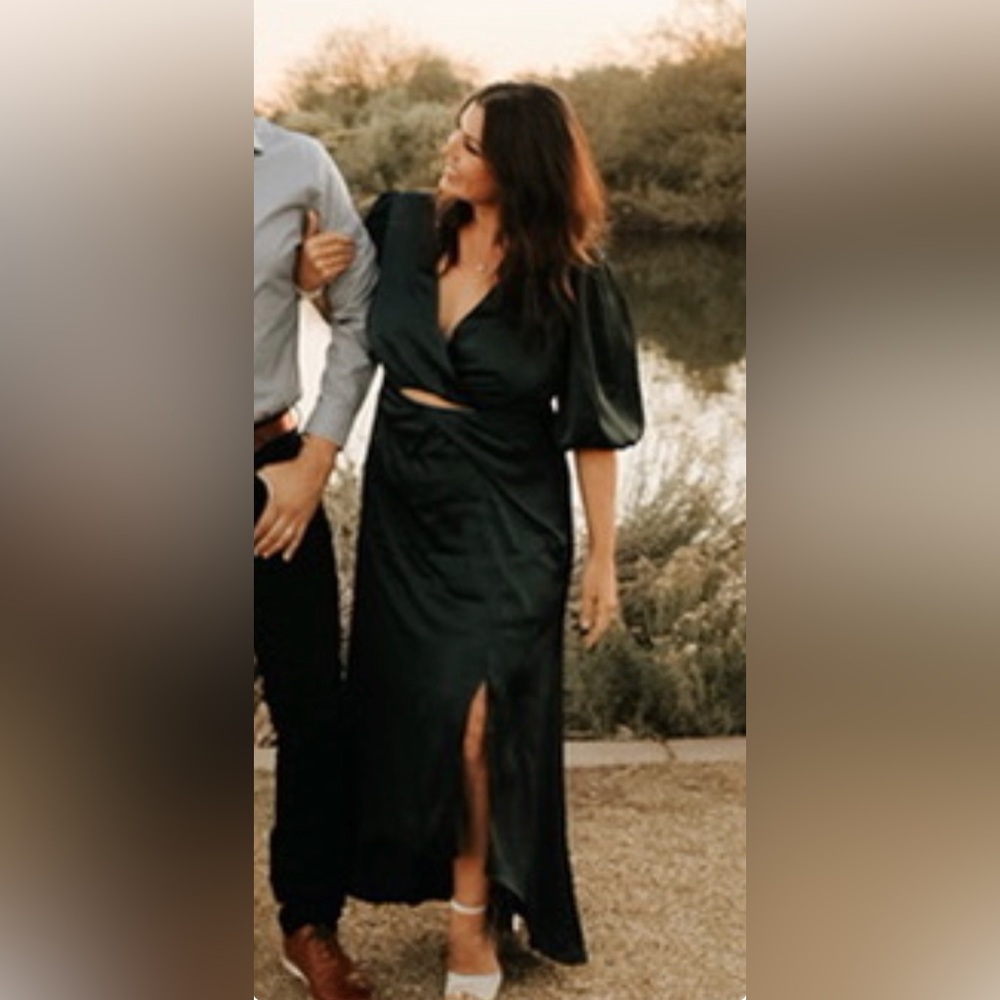 Express Deep Green Long Sleeve Cut Out Dress